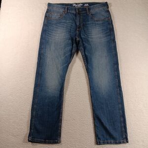 Wrangler Jeans Men 36x31 Blue Retro Slim Straight Cowboy Western Whiskers Rodeo